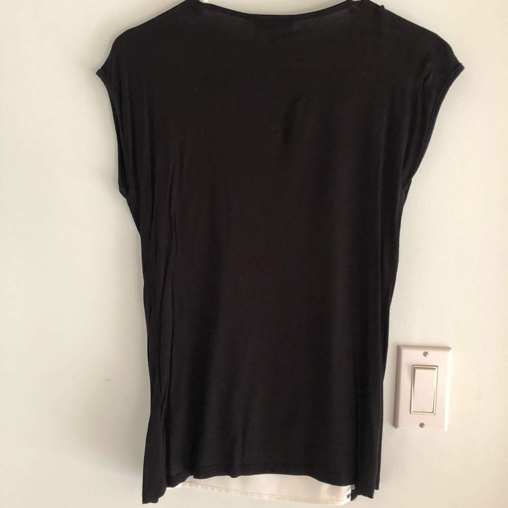 Bebe Ruffled Tuxedo Front V Neck Top - Picture 5 of 6